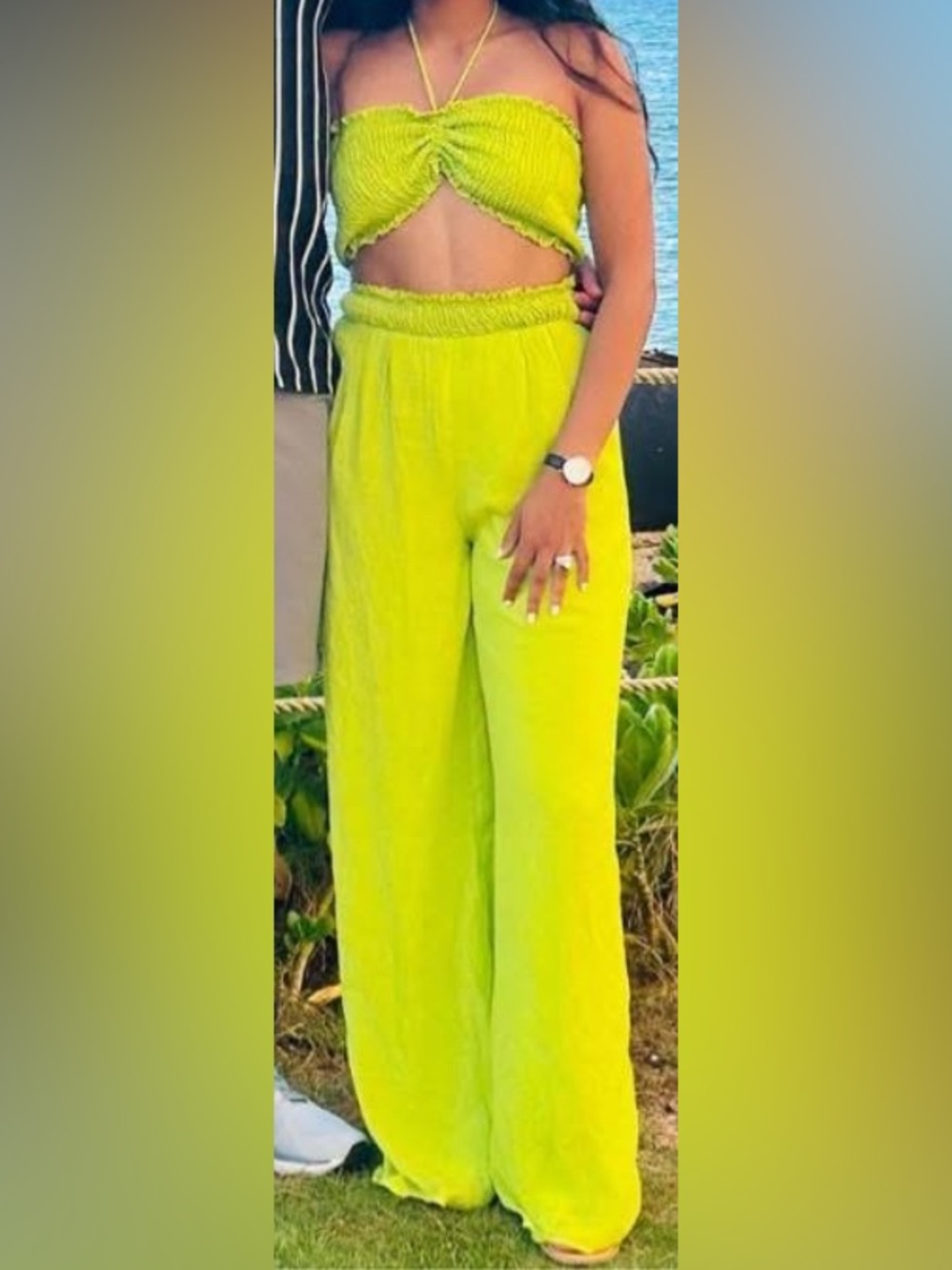 Women’s Wide-Leg Jumpsuit in Neon Yellow